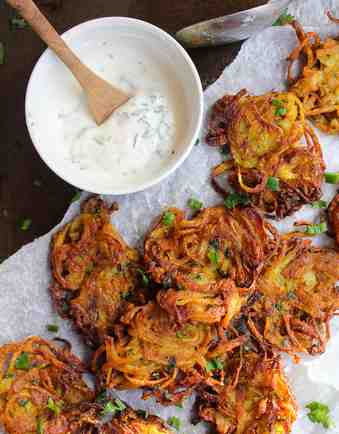 This Hanukah try Indian Bhajia Onion Fritters.